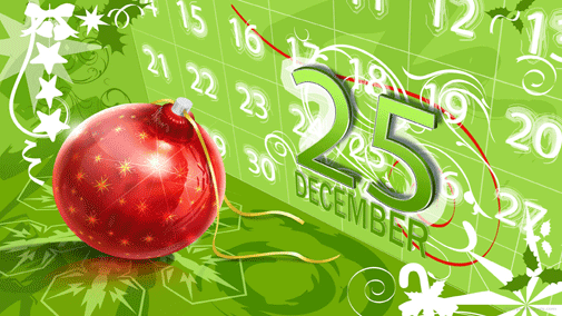Christmas 25 december on Green Wall wallpaper