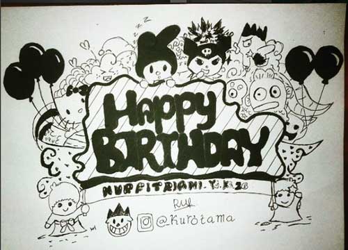 Contoh Gambar Doodle Ucapan Selamat Ulang Tahun - Contoh Fine