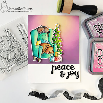 Peace & Joy Card by Samantha Mann for Newton's Nook Designs, Distress Inks, Ink Blending, Christmas, Christmas Card, Zig Clean Color Real Brush Markers, #newtonsnook #newtonsnookdesigns #christmas #christmascard #cardmaking #distressinks #holidays