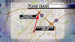 Atlanta plane crash | 4 dead in crash on I-285 near Peachtree Industrial Boulevard