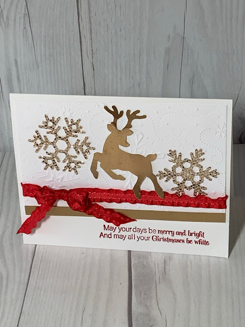 Christmas Card using Stampifn' Up! Mery Snowflakes Bundle and Deer Builder Punch