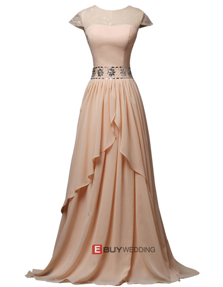 Long Chiffon Mother Dresses with Sleeves