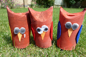 Toilet roll tube owl family