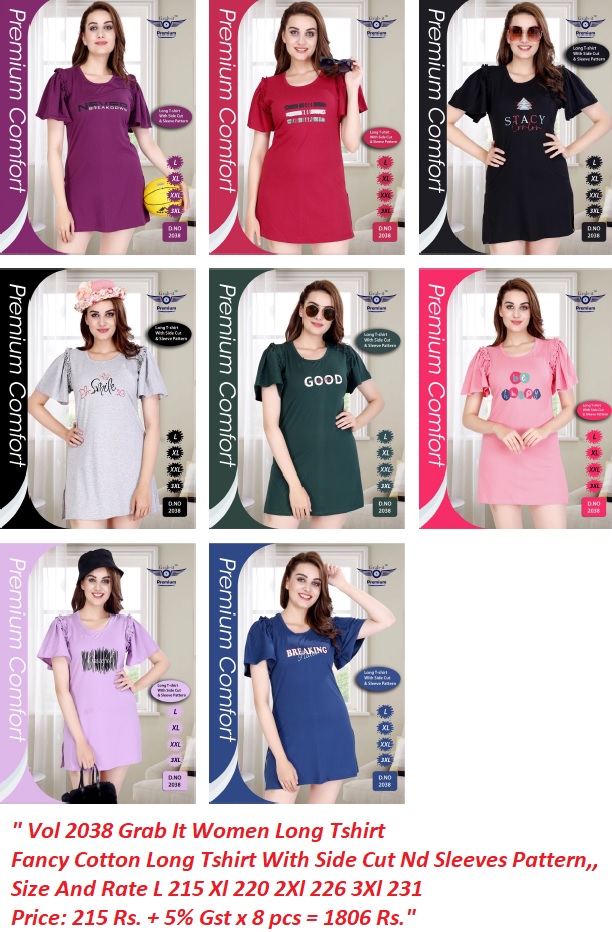 Vol 2038 Grab It Women Long Tshirt Manufacturer Wholesaler