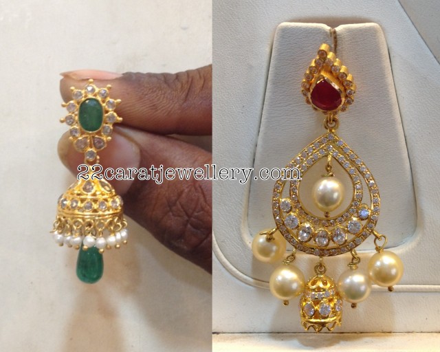 Gemstone Kundan Earrings or Jumkas