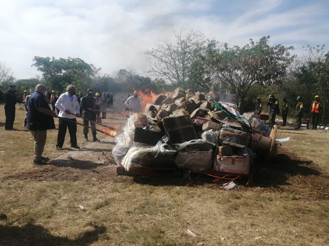 La SEDENA incinera narcóticos decomisados en Yucatán