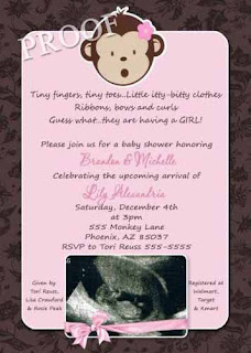 Girl Baby Shower Invitation Monkey