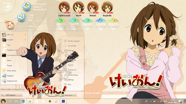 Windows 10 Ver. 1703 Theme K-ON! Hirasawa Yui by Enji Riz