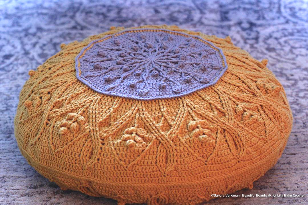 Sakura Cabled Mandala Pillow_crochet pattern by www.lillabjorncrochet.com