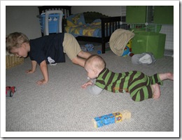 Ethan Martini gives Reid a lesson on crawling 10-6-09