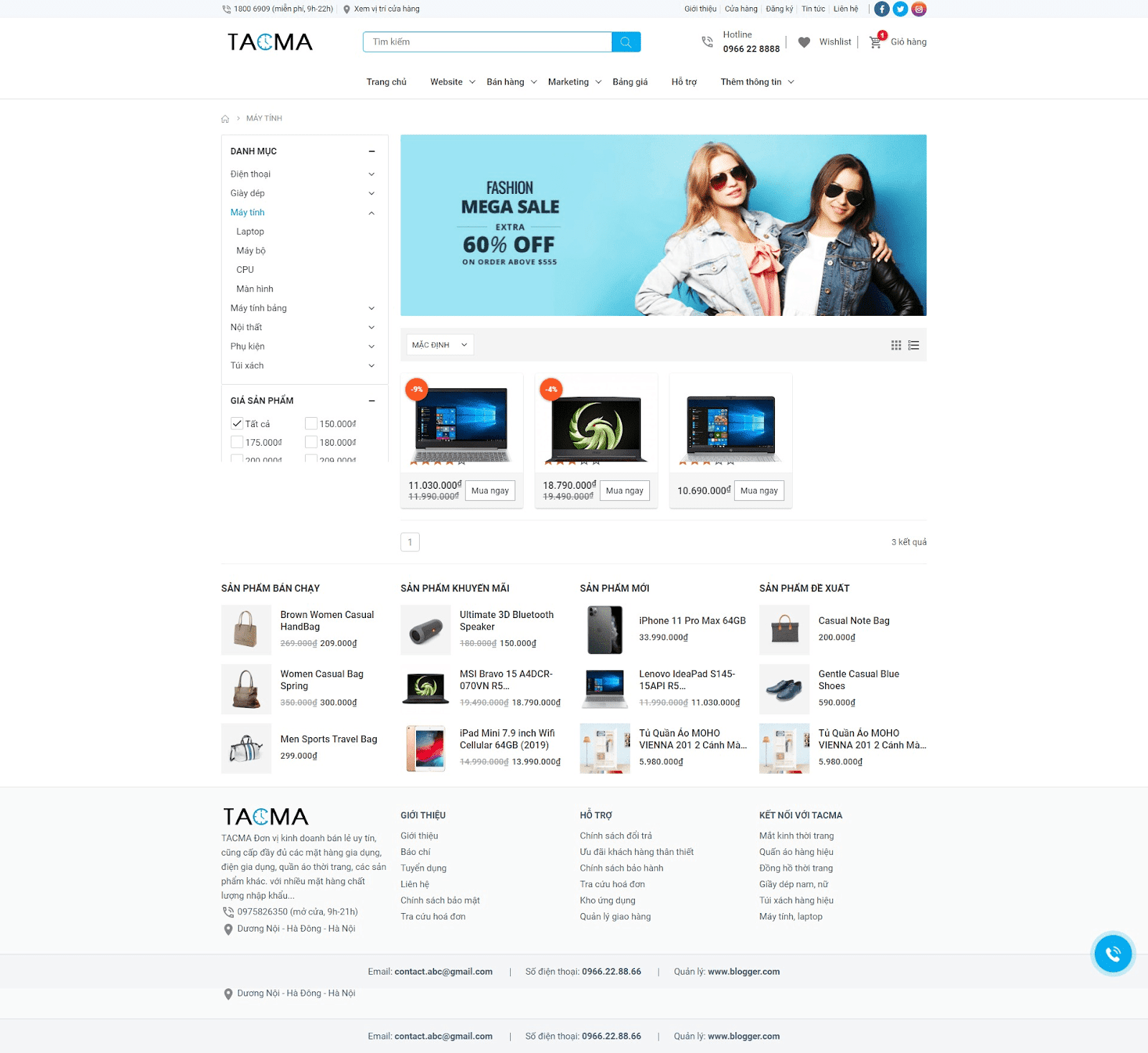 Giao diện website shop bán hàng cao cấp 2021