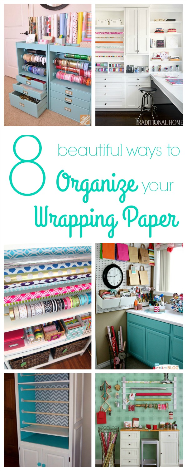 8 beautiful and creative gift wrapping paper organization ideas