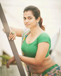 Actress Ramya Pandian in Green Blouse