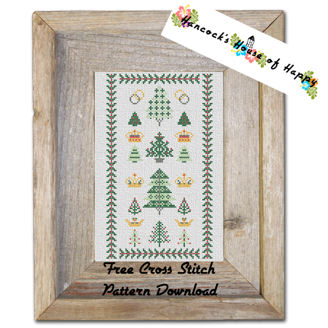 Traditional Cross Stitch Christmas Tree Sampler Pattern Free to Download.