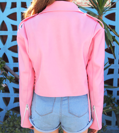 Pastel Colored Crop Biker Jacket