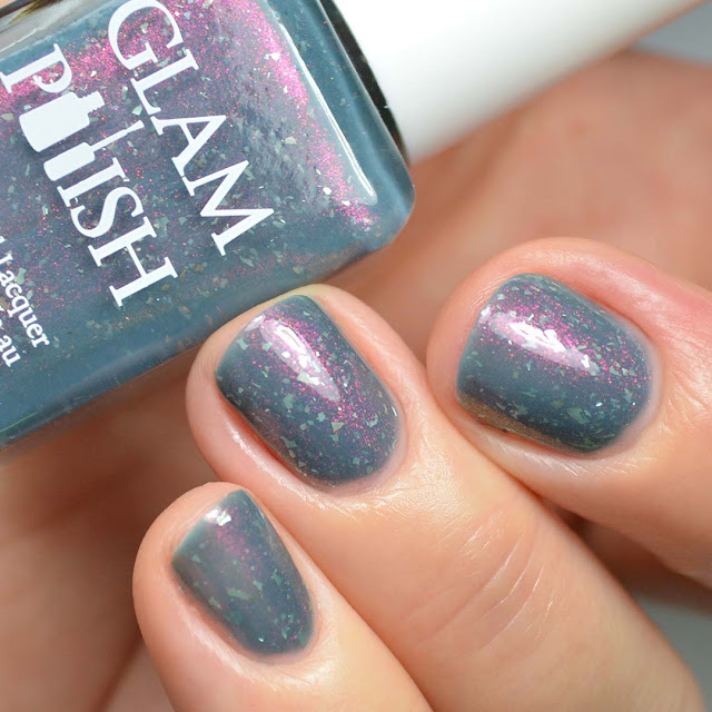 grey nail polish with shimmer swatch