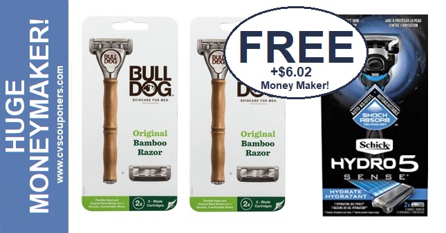 Schick or Bull Dog Razor CVS Deal FREE + $6.02 Money Maker