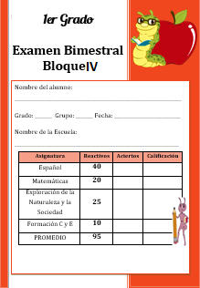 Examen del Bloque 4 Ciclo escolar 2016-2017 Primer grado