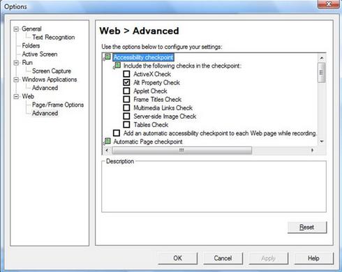 Accessibility Checkpoint Options