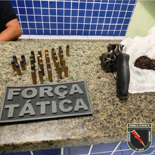 Força Tática apreende arma de fogo, munições e conduz três pessoas à delegacia em Parnaíba