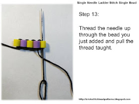 Click the image to view the single needle ladder stitch beading tutorial step 13 image larger.