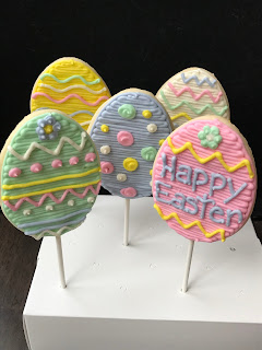 Easter egg cookies on a candy stick