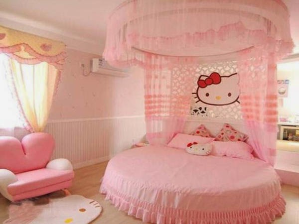 Desain Dinding Kamar Tidur Hello Kitty Anak, Remaja 