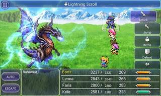 Screenshots of the Final fantasy V for Android tablet, phone.