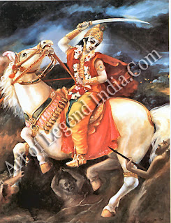  Kalki, the horseman of doom, Vishnu's final avatar who heralds the end of a world-cycle, kalpa