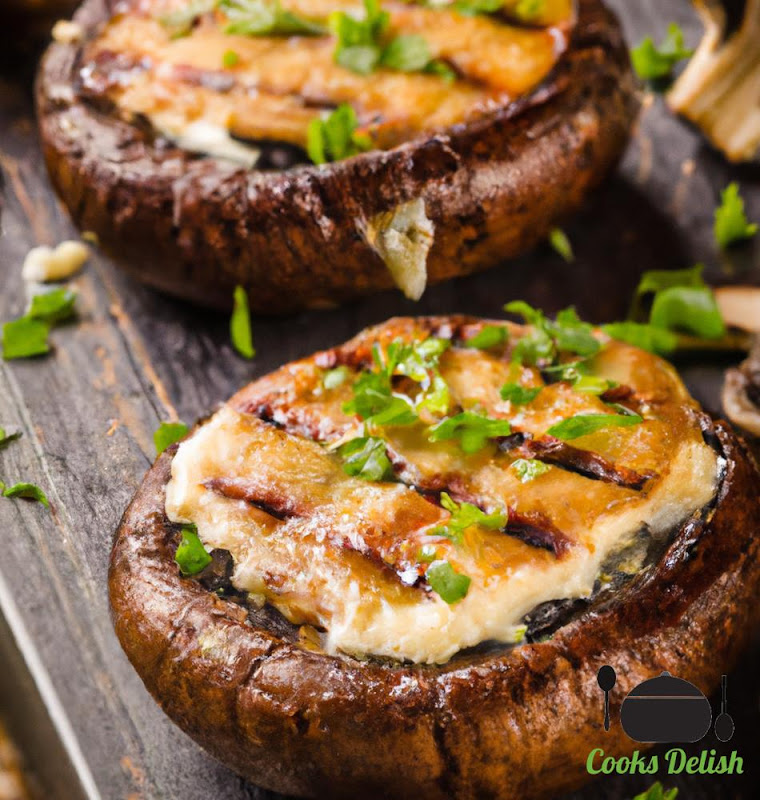 Grilled portobello mushroom caps on a plate