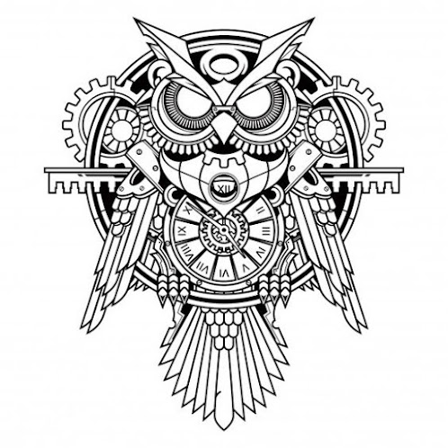 Steampunk-Owl-and-Clock-Tattoo-Design