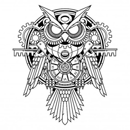 Steampunk-Owl-and-Clock-Tattoo-Design