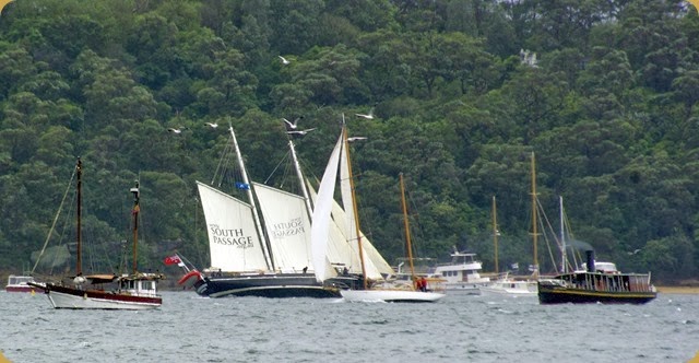 IFR - Tall Ships entering Sydney Harbour - the heel on the sailing ship shows the strength of the wind