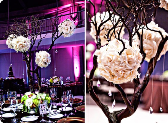 Wedding inspiration Manzanita branches centerpieces