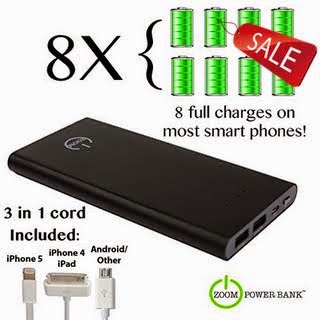 ★ TODAY 50% OFF ★ ZOOM POWER BANK® TRUE-12000 mAh. GET UP TO- 80 Hours of Talk Time, 320 Hours of Audio Playback, 80 Hours of Internet, 80 Hours of Video Playback and 2000 hours of Stand-By on iPhones. Ultra-Thin Charger with Dual USB Ports and Rapid Charge. Portable Battery Charger with Aircraft ...