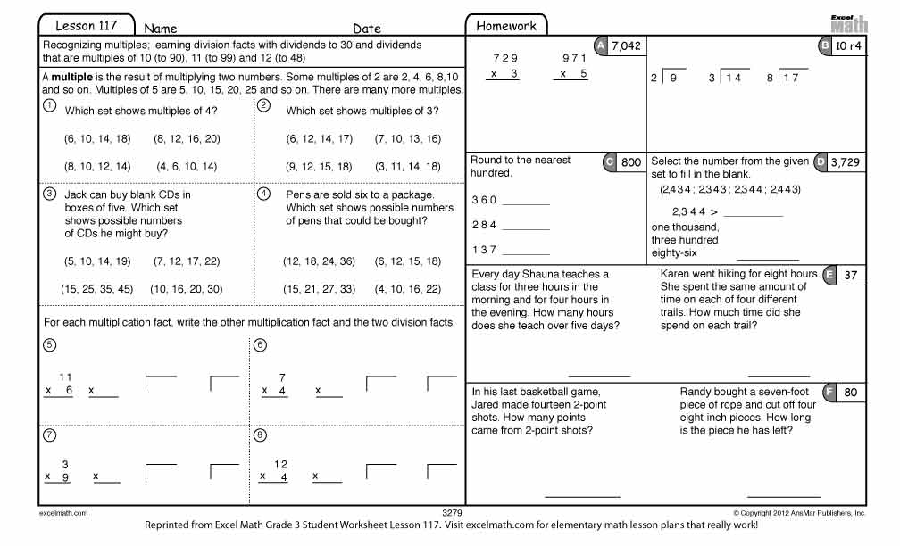 excel math math multiples division worksheet