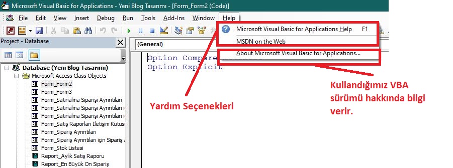 VBA Help Sekmesi