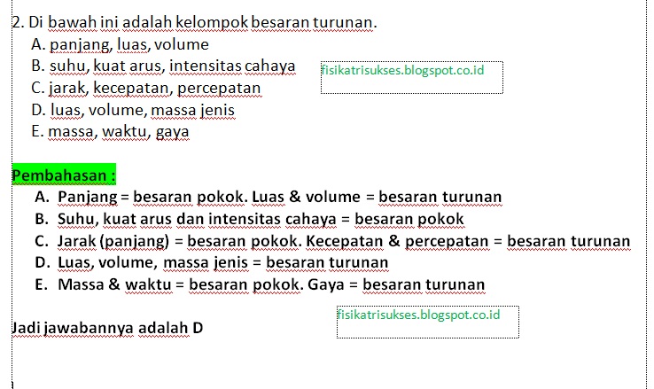  SOAL  DAN JAWABAN FISIKA  KELAS X SEMESTER 1 