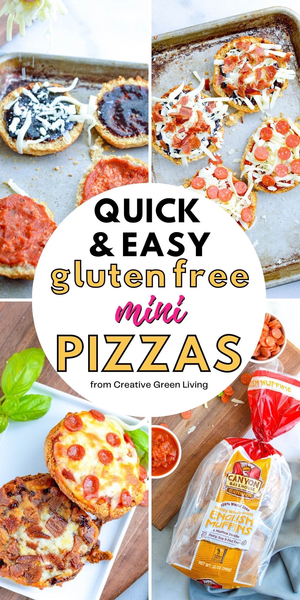 This is a super easy, way to make mini pizzas for kids! This simple recipe is great to see how to make appetizers or an easy homemade pizza lunch. These are great to pack for kids school lunch. Let kids choose their own healthy toppings for a combination DIY project and recipe.