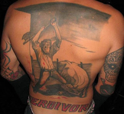 Vegan's NonVegetarian Weird Tattoos Cow Man Killing Man Cow