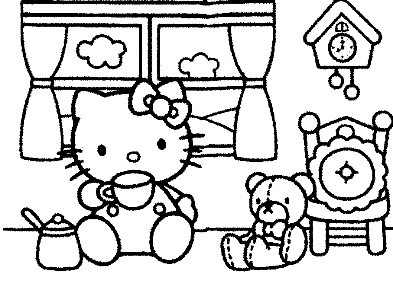 Kumpulan Gambar  Hello  Kitty  Untuk di Warnai Anak anak PAUD 