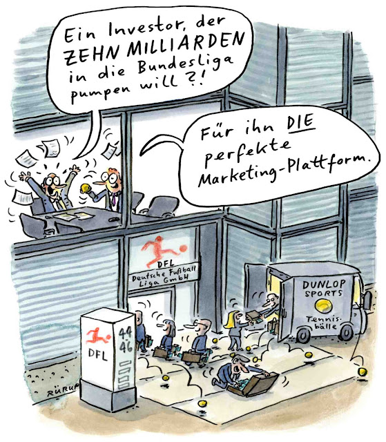 Investor, Tennisbälle, Deutsch Fußball Liga, Frankfurt, Milliarden, Bundesliga, Journal, Cartoon, Rürup