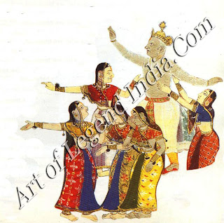 Restrained by his, wives, the despairing Dasaratba bids farewell to Rama, his favorite son. 