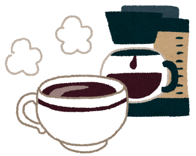 無料イラスト かわいいフリー素材集 コーヒーのイラスト コーヒーメーカーとコーヒーカップ