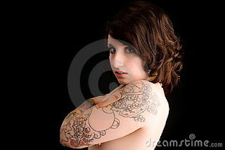 sexy girl with tattoo dragons