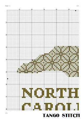 North Carolina map cross stitch pattern floral ornament embroidery - Tango Stitch