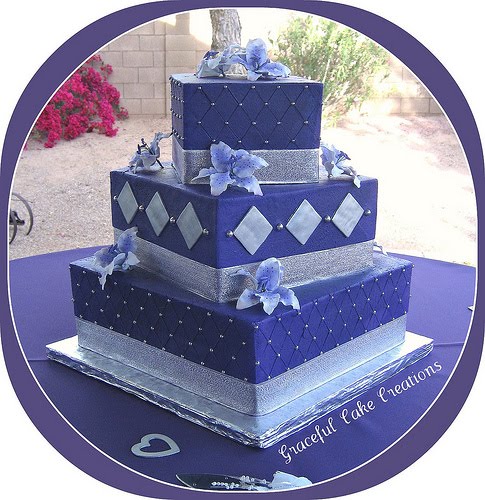 Purple and Silver Square Wedding Cake To see daily pictures recipes 