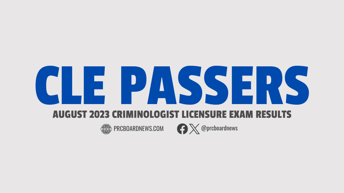 CLE RESULT: August 2023 Criminology board exam list of passers