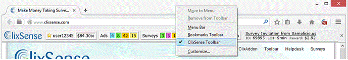 toolbar clixsense