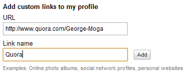 Quora to Buzz step 1: Google Profile
